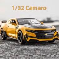 132 Camaro ล้อแม็กรถยนต์รุ่นของเล่นโลหะ D Iecasts ยานพาหนะรุ่นจำลองแสงเสียงด้วยรถของเล่นสำหรับเด็กเด็กของขวัญวันเกิด