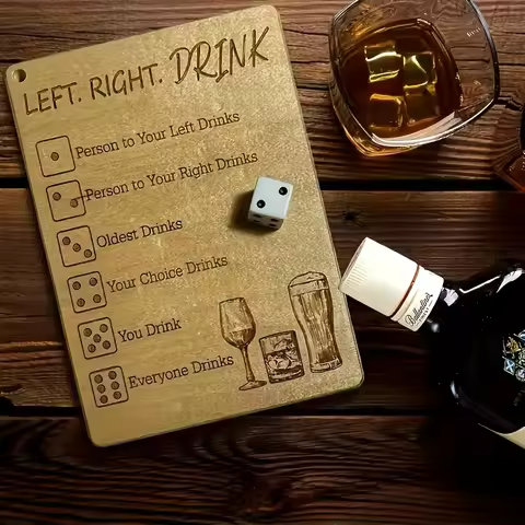 2-Piece set (1 die + 1 card) for a drinking game, a game board with dice and fun social gatherings, 