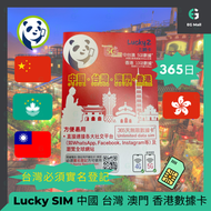 LuckySim Lucky 2 4G 5G LTE 香港 中國內地 台灣 澳門 外遊數據卡 本地數據卡 旅行 5G LTE 365日 無限數據卡 使用限期 31/12/2027