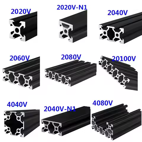 2020 2020N1 2040 2040N1 2060 2080 4040 4080 20100 V-Slot Aluminum Profile Black EU Standard 100mm-55