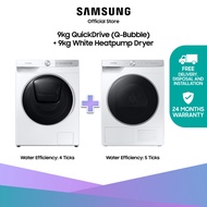 Samsung Washer and Dryer Bundle: Front Load Washing Machine, 9KG, 4 Ticks + DV90T8240SH/SP, Front Load Heat Pump Dryer