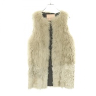 【二手，A級】卡爾·多諾霍(KARL DONOGHUE Donoghue) 女士皮草馬甲，灰色，其他材質，羊皮背心
