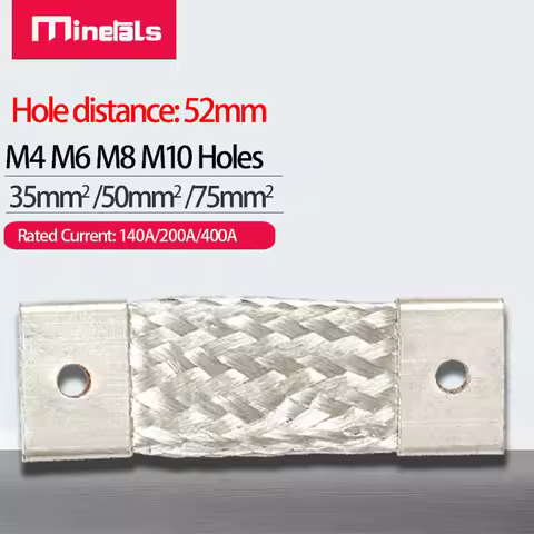 Soft Bus Bar 140A 200A 400A 52mm Hole distance M4 M6 M8 M10 Flexible Busbar 35mm2 50mm2 75mm2 Batter