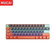 MUCAI 61 Key USB Wired Mechanical Keyboard LED Backlit Axis Gaming Mechanical Keyboard  Red Switches