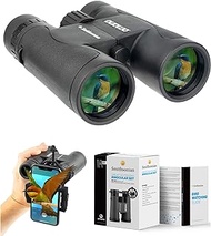 Bird Watching Binoculars for Adults by Smithsonian – 10x42 Binoculars for Bird Watching, Hiking, Travel – Birding Binoculars with Phone Adapter, Adjustable Diopter – Bird-Watching Guide Included