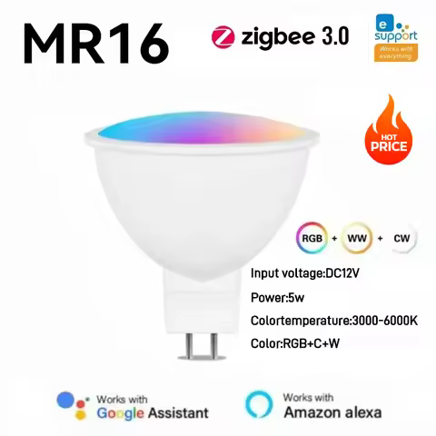 eWelink Zigbee MR16//GU5.3/5W Smart Bulb Dimmable Led Light RGB C+W Colors Candle Lamp Voice Control