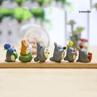 Lveyurlife 12Pcs/Set Anime Totoro Model Resin Miniatur Rumah Boneka