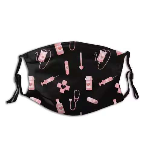 Love Drugs Funny Print Reusable Pm2.5 Filter Face Mask Pharmacy Menhera Sick Aesthetic Pastel Pink C