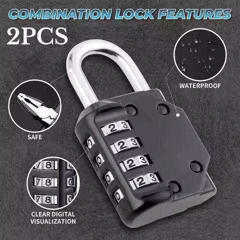 2pcs Combination Padlocks Lock Resettable 4-digit Padlock with Combination, Combo Lock for Toolbox S