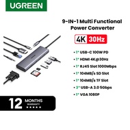 UGREEN USB-C 9-in-1 Hub Multiport Converter HDMI VGA RJ45 USB SD/TF PD Fast Data Charger For Laptop