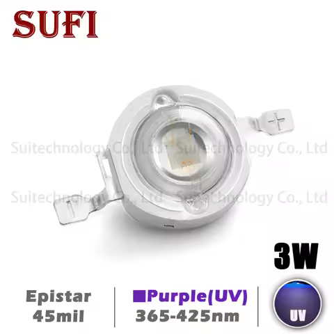 UV Purple LED Ultraviolet Bulbs Lamp Chips 365nm 370nm 375nm 385nm 395nm 400nm 405nm 425nm 3W High P