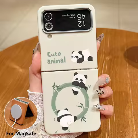 Panda Pattern Magnetic For Magsafe Phone Case For Samsung Galaxy Z Flip7 FE Flip6 Flip5 Flip4 Flip3 