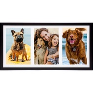 Picture Frames 8x16 Black Display Three 5x7 Frames Openings Horizontal and Vertical for Wall Decor