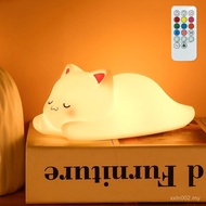 Tremdwoto Cat Night Light for Kids,Cute 7 Colors Baby Girl Squishy Night Lights Lamp with Timer Kitt