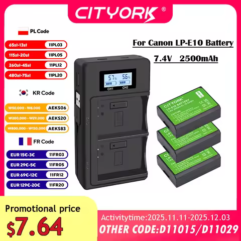 2500mAh LP-E10 LPE10 LP E10 Battery Charger For Canon EOS 1100D 1200D 1300D 1500D 2000D 3000D 4000D 