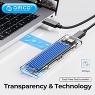 M2 ORICO เคส SSD NVME SSD Enclosure M.2 To USB Type C กล่องใส่ฮาร์ดดิสก์โปร่งใสสำหรับ NVME PCIE NGFF SATA M/b ดิสก์ SSD คีย์