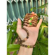 Agarwood Bracelet Mixed with Lucky 4-Leaf Clover Stone