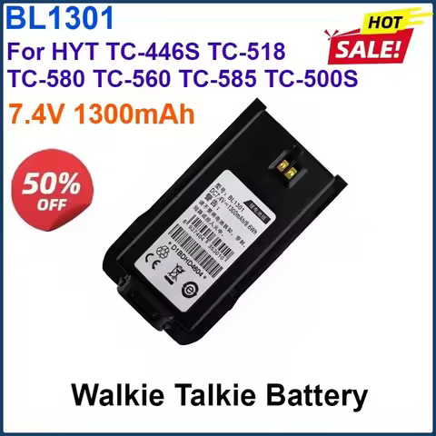 7.4V 1300mAh BL1301 Walkie Talkie Replacement Battery/Charger for HYT TC-446S TC-518 TC-580 TC-560 T