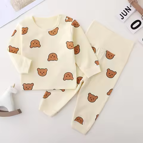 Spring & Autumn Baby Underwear Set Cute Bear Print Toddler Clothing Cotton High Waist Belly Protecti