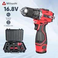 Mitsushi สว่านไร้สาย 16.8V ชุดสว่าน/สว่านแบตเตอรี่ พร้อมไฟ LED และแบตเตอรี่ 2 ก้อน เหมาะสำหรับงาน