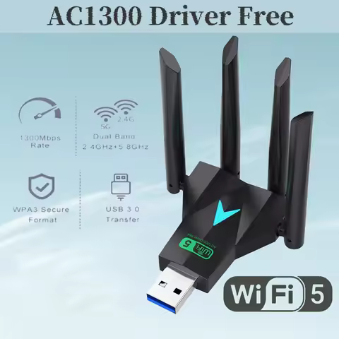 1300Mbps WiFi USB Adapter 2.4G/5Ghz USB3.0 Wi-Fi Dongle 802.11AC 4-Antenna Wireless Receiver Driver 