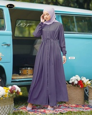 LOZY Dress simple simpel aksen kerut Yessana Hijab Bahan twill Levina