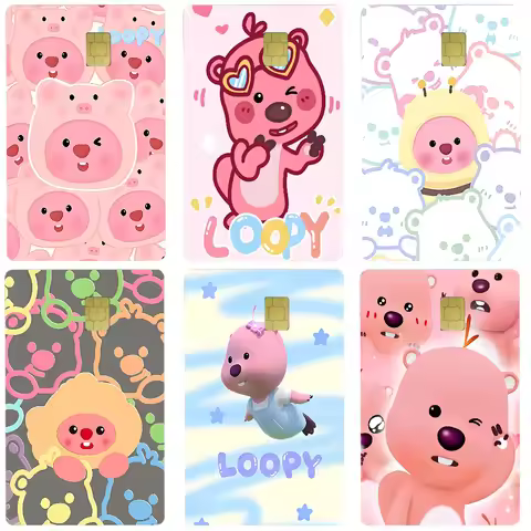 Korea Cartoon P-Pororo L-loopy Cute 1 Set Of 4 Pcs Anime Matte Front Skin Film Sticker Cover Small C