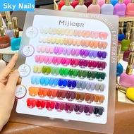 MIJIAER 64 สี ชุดยาทาเล็บเจล (ฟรี base + top + แผนภูมิสีสำเร็จรูป) เจลสีทึบ สีอิ่มตัว สามารถจัดส่งได