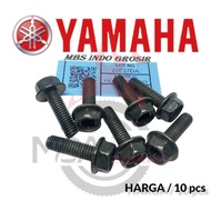 10pcs BOLT FLANGE M6 X 20 DOBELE HEX BAUT 10 PANJANG 2 CM DABEL KUNCI 10 DAN L BAUT ORIGINAL UNIVERSAL BAUD TOPI KARBULATOR YAMAHA