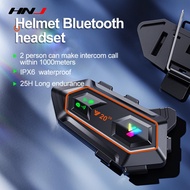 HNJ Y20-2X Motorcycle Helmet Bluetooth 1000m Range IPX6 Waterproof 25H Battery Long Distance Interco