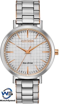 Citizen EM0766-50A Analog Eco-Drive Solar Powered Silver Dial Two Tone Stainless Steel Case Ladies / Womens Watch