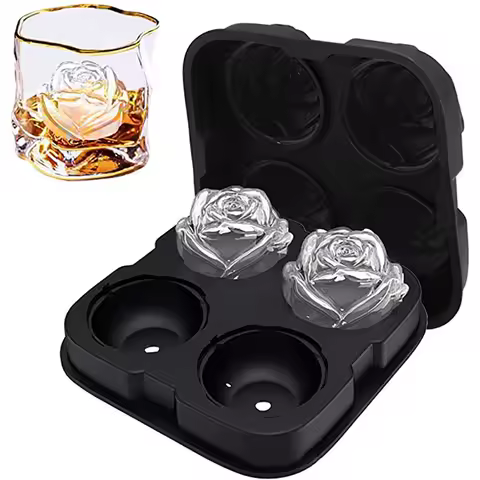3D Ice Cube Tray Silicone Rose shape Ice Mold Refrigerator DIY Moulds Ice Ball Maker Whiskey Cocktai