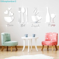 SEPTEMBERB Mirror Wall Sticker, Mirror DIY Kitchen Acrylic Sticker, Durable Fork Bowl Acrylic 3D Tableware Decal Background Wall