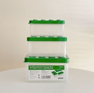 ☀︎二手出清☀︎ 日本霜山 樂高可疊式小顆粒積木/零件收納盒 大中小3件套組 綠色 玩具盒 儲物盒 透明收納盒