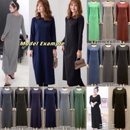 Casual Muslimah Plain Long Sleeve Long Dress Jubah Cotton