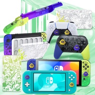 (Splatoon 3)Switch Accessories Bundle Compatible with Nintendo Switch, Kit with Game Card Case, Thumb Cap, Shooting Game Gun,Stand Holder