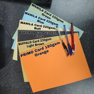 A4 Kad Manila Buffalo Primo Colour 160 .180 . 230 . 220 gsm Hitam Black Card 2 sheets 6 8 paper Duo 