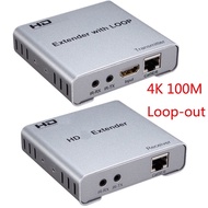 4K 100M HdTV Extender with Loop By CAT5E Cat 6 6e Cat6 RJ45 Transmitter Receiver hd 1080p Laptop PC 