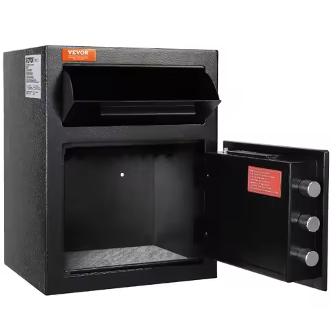 1.7 Cub Depository Safe, Deposit Safe with Drop Slot, Electronic Code Lock and 2 Emergency Keys, 17.