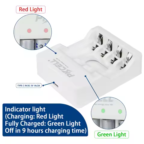 4PC PKCELL 2500mWh 1.6V NIZN AA Batteries AA Rechargeable Battery Packed with NI-ZN Battery Charger 