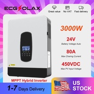 Long-lasting ECGSOLAX 3KW Hybrid Solar Inverter 24V 230Vac MPPT 80A Charge Controller Off-Grid Solar