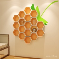 Hexagonal Wall Diamond-Shaped Partition Shelf Wall-Mounted Shelf Storage Rack Grid W8Honeycomb Decor