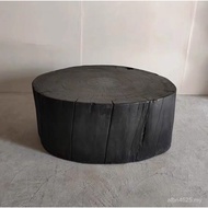 Solid Wood Carbonized Natural Wood Stump Coffee Table B & B Stump Hotel Round Creative Log Coffee Ta