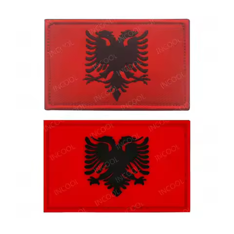 Albania Flag Embroidered Patch Albanian PVC Rubber Shoulder Hook Appliqued For Clothing Backpack
