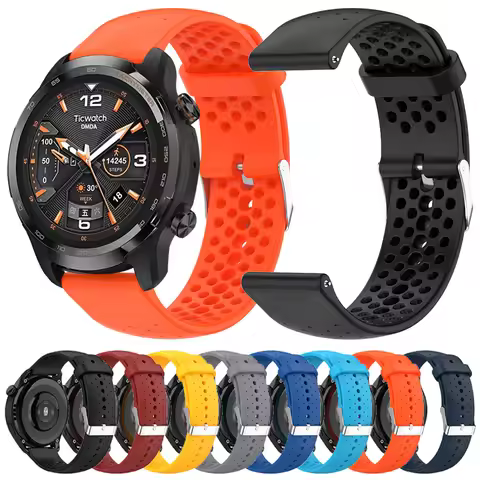 20 22mm Breathable Silicone Strap For TicWatch Pro 3 Ultra Watch Band GPS/LTE For Ticwatch GTX S2 E2