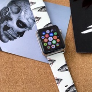 Apple Watch Series 1 - 5 復古魚圖案皮手錶帶 38 40 42 44 mm