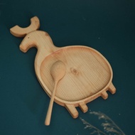 Deer-shaped wooden tray - ash wood tray (34x18cm)