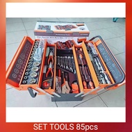 SET SPANA / 85pcs tools set Cantilever Metal Tool Box Set 5 Tier 85pcs Socket Set 1/4" & 1/2" Spanne