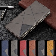 Leather Flip Casing For Samsung Galaxy S10 S9 Plus S10+ S9+ S10E J4 J6 Plus J6+ J4+ A750 A7(2018) Rhombus Wallet Flip Case Soft Cover Stand Card Phone Case