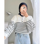 Stripes KnitPOLO By Edmee_outfit